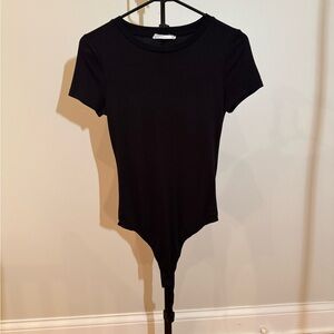 Elodie Black Short-Sleeve Crew Neck Bodysuit